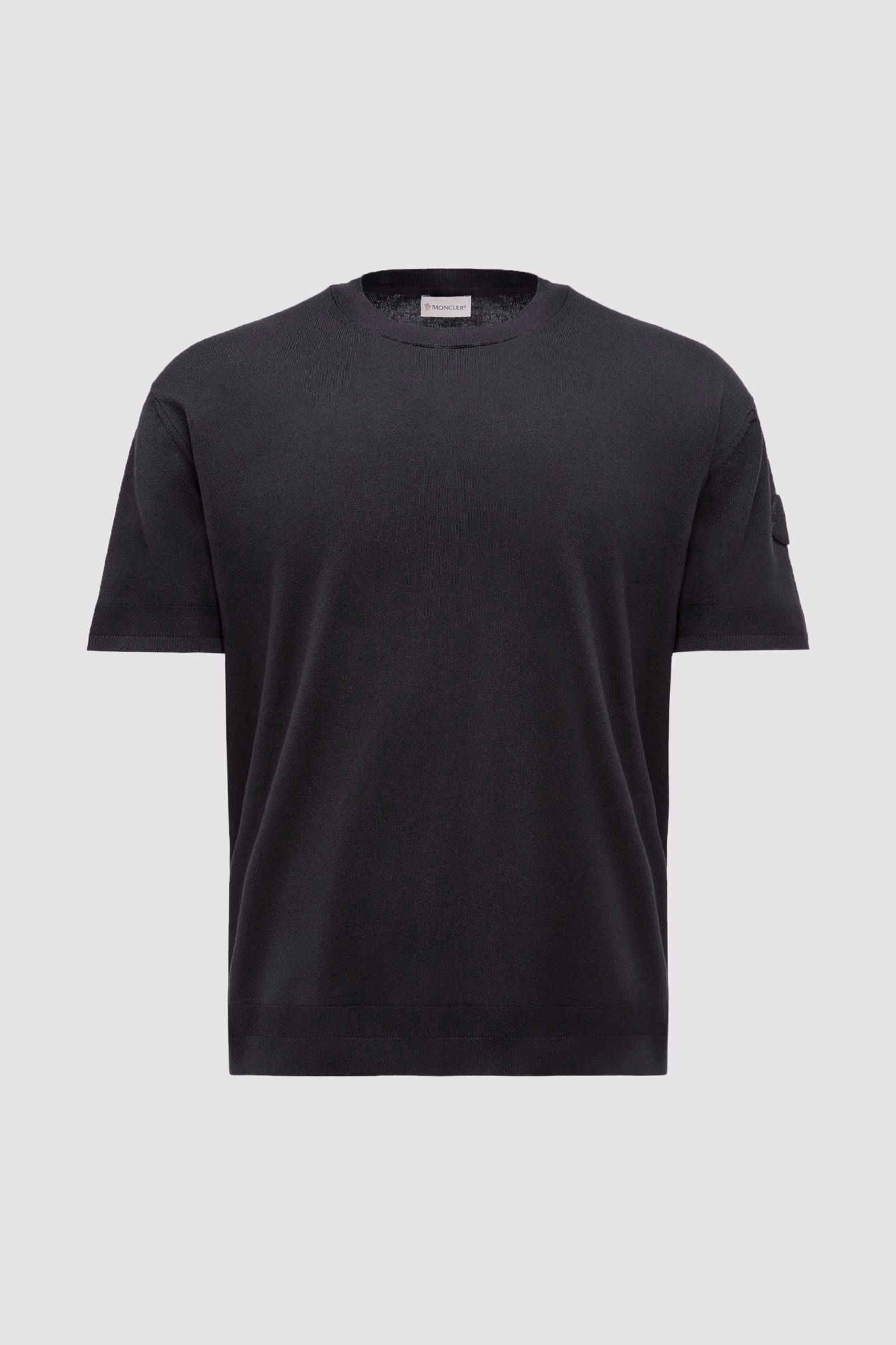 Silk & Cotton Knit T-Shirt Men Black Moncler 2